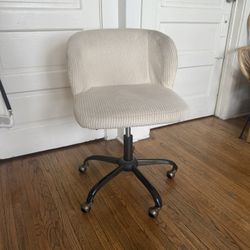 Modern Cream Corduroy Swivel Office Chair on Wheels (height Adjustable!)