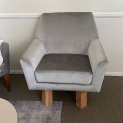 Silver Blue Velvet Chair