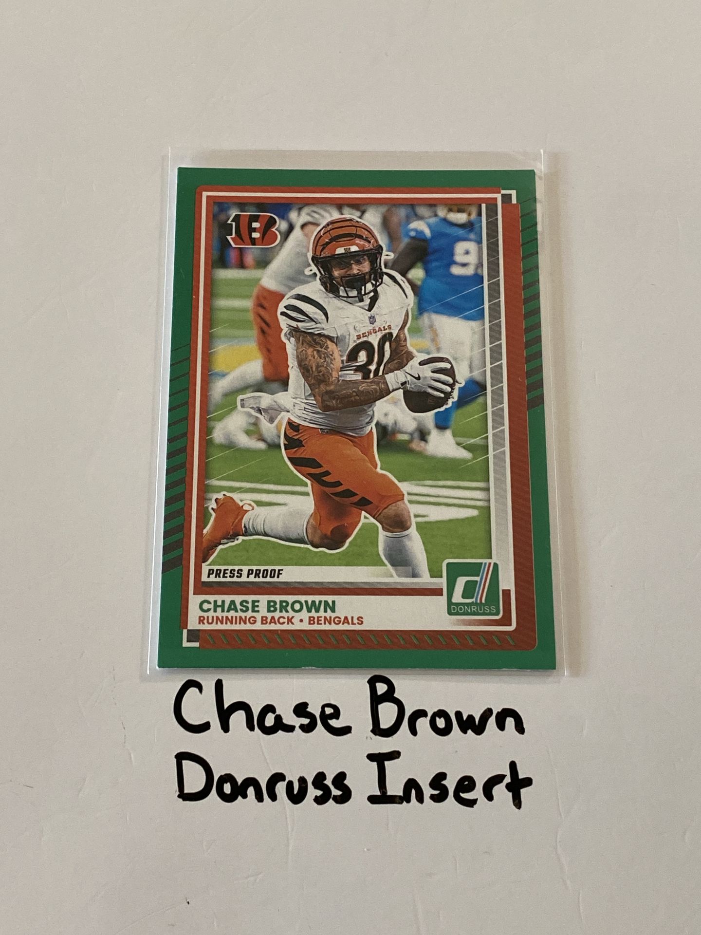 Chase Brown Cincinnati Bengals RB Donruss Short Print Insert Card.