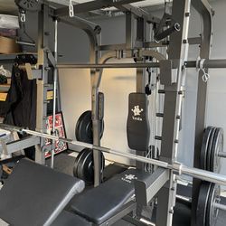 Vesta Fitness Smith Machine 2001 w/Bench Attachment | 230lb Bumpers Weights | 7ft Olympic Bar | Fitness | Gym Equipment | FREE DELIVERY 🚚 