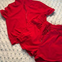 Red 2 Piece Short Suit 
