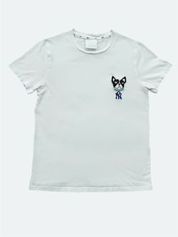 New York Yankees Cartoon Series embroidered dog white baseball tshirt Size Small