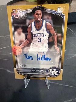 2025-26 Bowman U 1st Bowman Kam Williams Gold Auto #20/50 Kentucky Wildcats SP