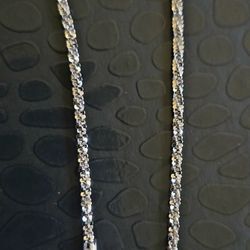 .925 STERLING SILVER SPARKLE ROCK/CRISS CROSS BRACELET 2.2MM 6.5"