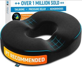 PT ENDORSED Donut Pillow for Tailbone Pain Relief Cushion - Coccyx & Hemorrhoid Pillow for Sitting - Donut Seat Cushion for Pressure Relief, Prostate,