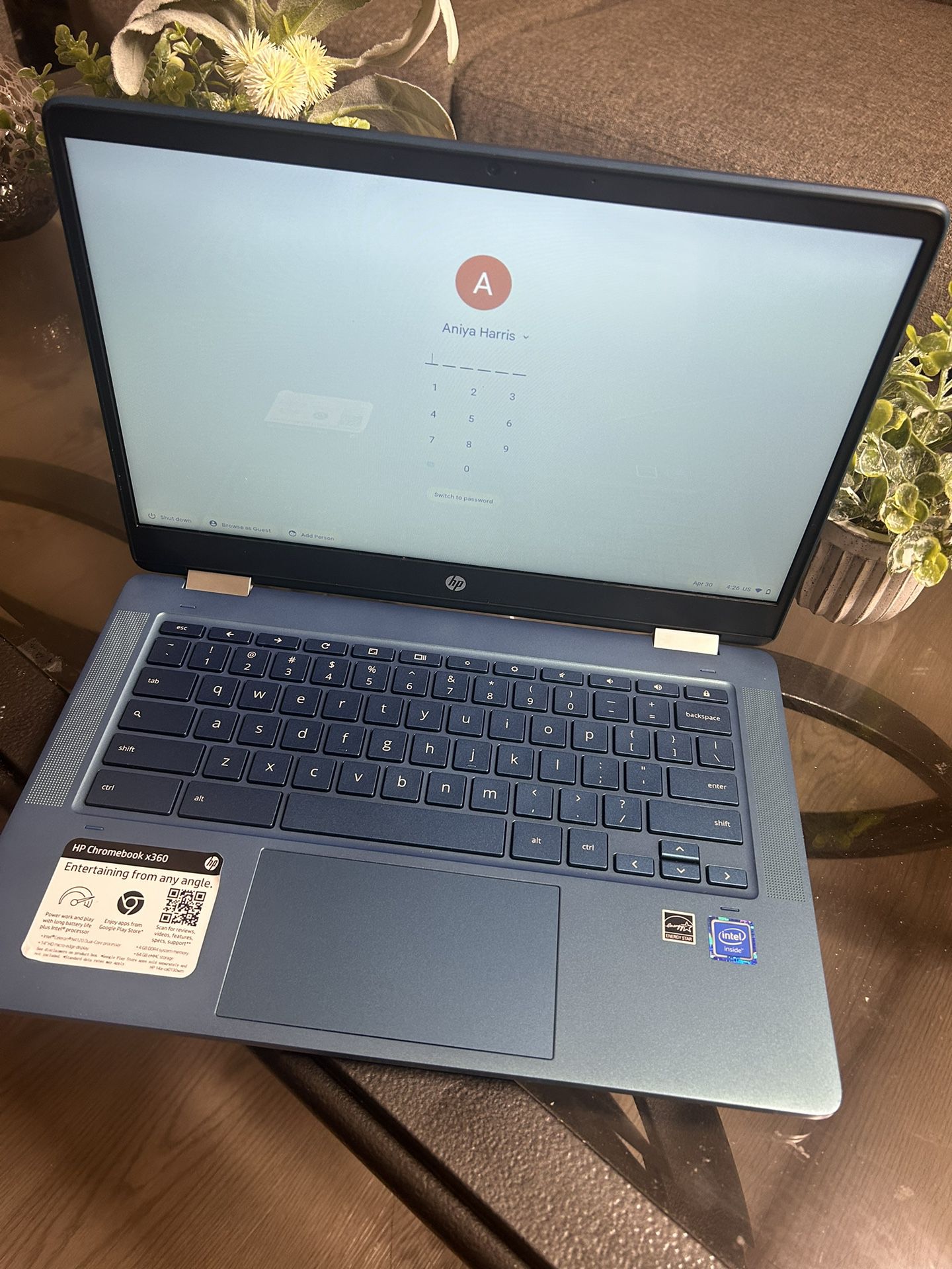 HP Chromebook X360 14" HD Touchscreen 2-in-1 Laptop, Intel Celeron N4020, 4GB RAM, 64GB eMMC, Teal,