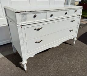 Painted Antique Mahogany Dresser and Mirror