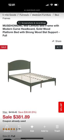 Wooden full bed frame