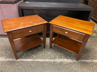 ETHAN ALLEN Cherry Finish Open Nightstand w/ Drawer (Set of 2)