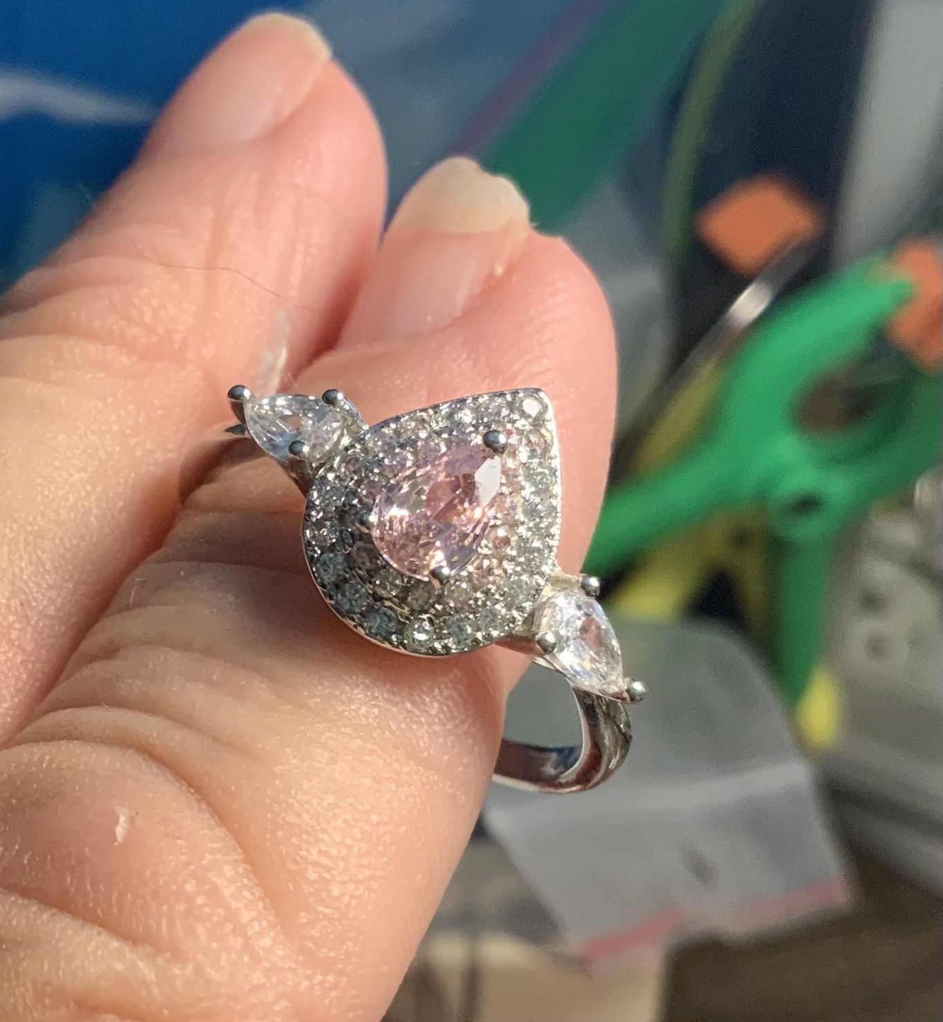 Pink Ice Rhinestone Sterling Ring