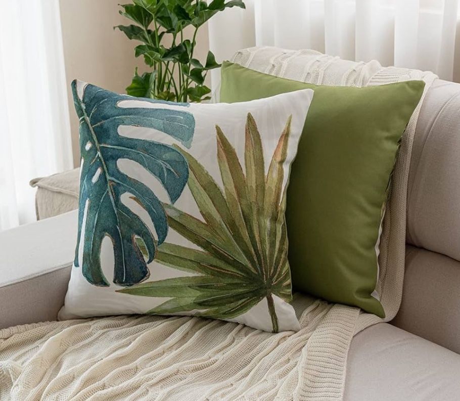 Monstera Banana Leaves Outdoor Patio Cushion Pillow Covers 20x20