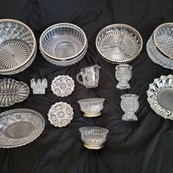Vintage Silver Serving Tray Bowl Crystal Dishes Plates