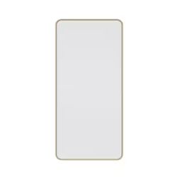 22 in. W x 48 in. H Stainless Steel Framed Radius Corner Bathroom Vanity Mirror in Satin Brass@R4-799