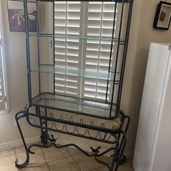 Italian Style Glass metal Shelf/ Wine Rack