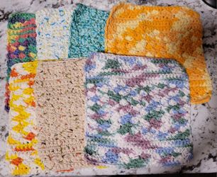 Hand Crocheted Dishcloths Or Washcloths Made With Cotton Yarn. $2 Each 