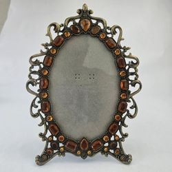 Metal And Orange Yellow Beads Gems Oval A Frame Picture Frame 