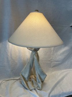 Sculptural Draped Table Lamp with Linen Shade