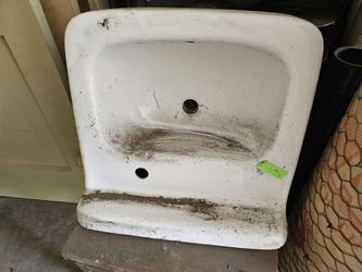 Vintage Enameled Cast Iron Wall Hung Sink