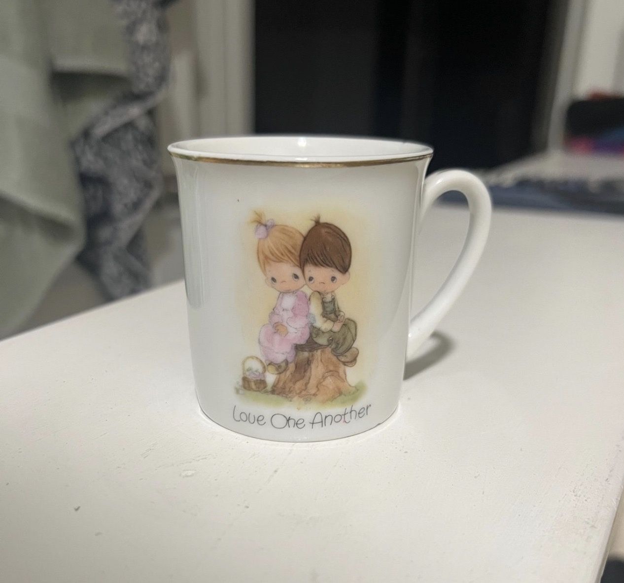Vintage 1980 Mini Precious Moments Tea Cup - Love One Another