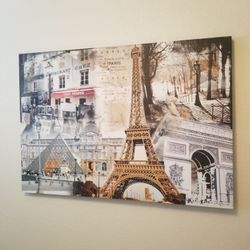 Large Canvas Paris Theme Picture 