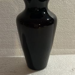 Black Amethyst Glass Ruffled Rim Vase