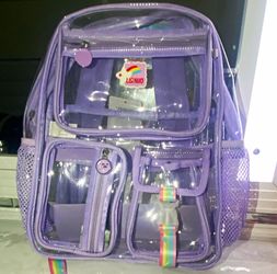 LISINUO Mini Clear Purple Kids Backpack Rainbow Straps Zip Adjustable