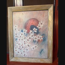 28 X 22 Mid Century 1966 Signed Almond Blossoms