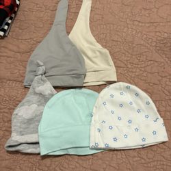 Bundle Of baby boy Hats and banana bibs