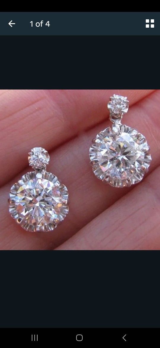 2.2 CT Diamond Earrings Silver Too!! New!!!