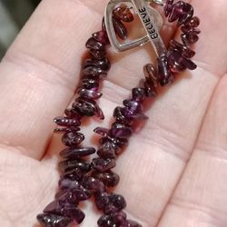 Garnet Bracelet With Heart Charm 