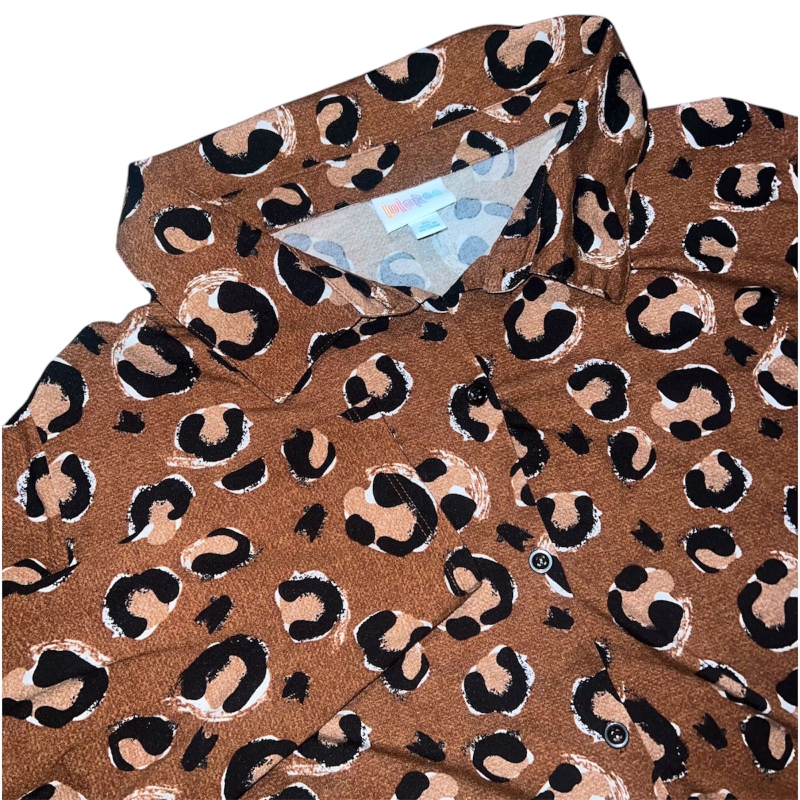 LuLaRoe Long Sleeve Women's Button Up Top Leopard Animal Print Size XL