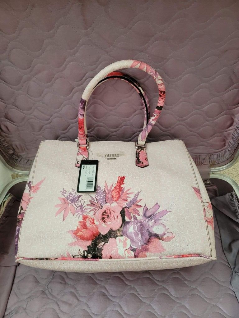 Nwt Guess Blush Pink Floral Handbag Purse Tote 
