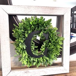 Wall Or Shelf Decoration With “ C” Initial In Wreath
