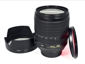 Nikon AF-S Nikkor 18-105mm f/3.5-5.6G ED DX VR Lens w/ Nikon Hood & Rear Cap ++