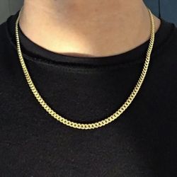 Gold Chain Cuban Necklace 20in 4mm 925 Italy 