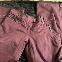 Obermeyer Snowboarding Pants Women sz 8 maroon wine  Lined Ski Snowboard