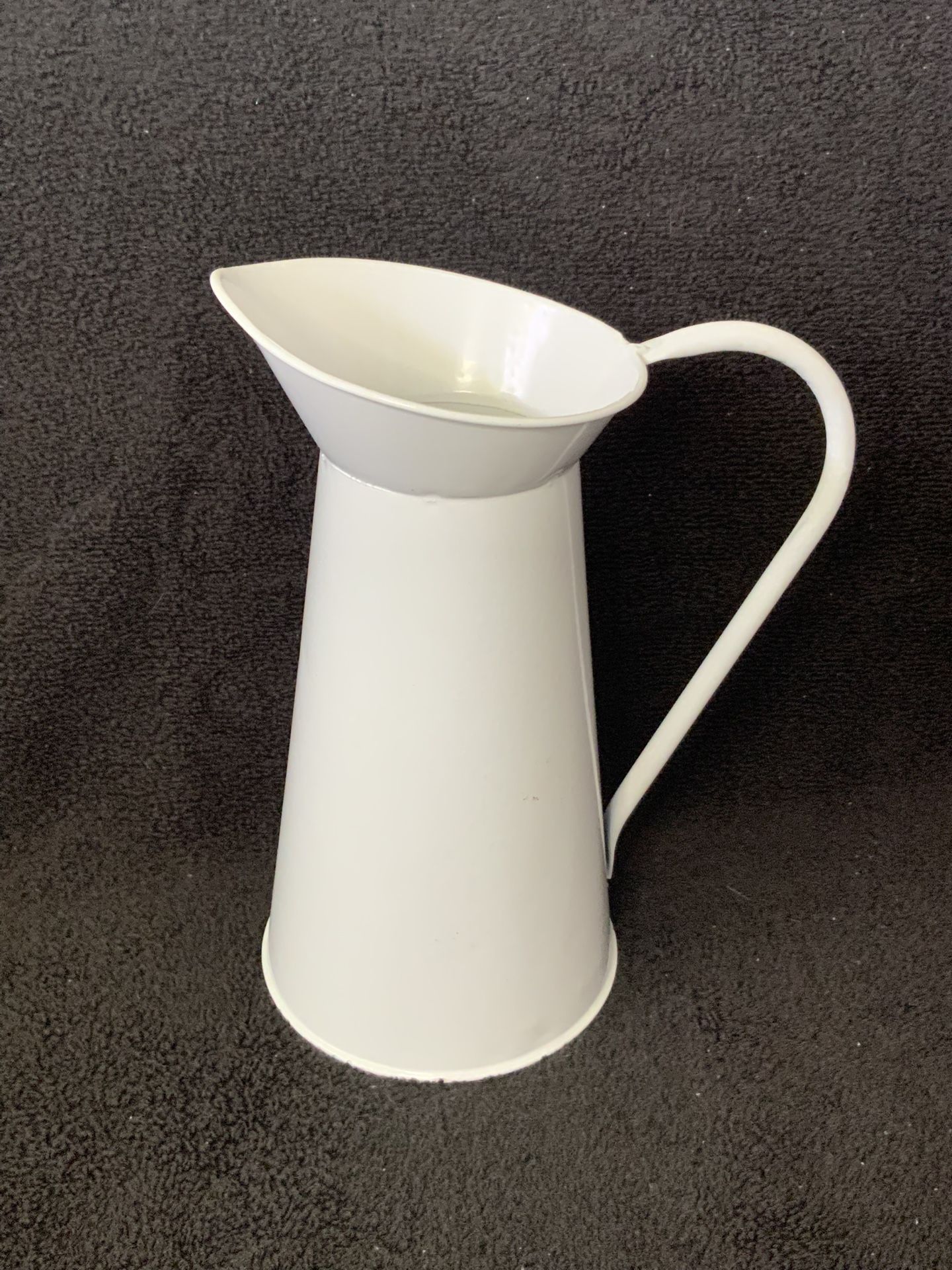 Decorative Farmhouse White Metal Pitcher Vase - Rustic Chic Decor