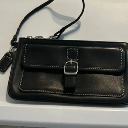 COACH Black Leather Wristlet