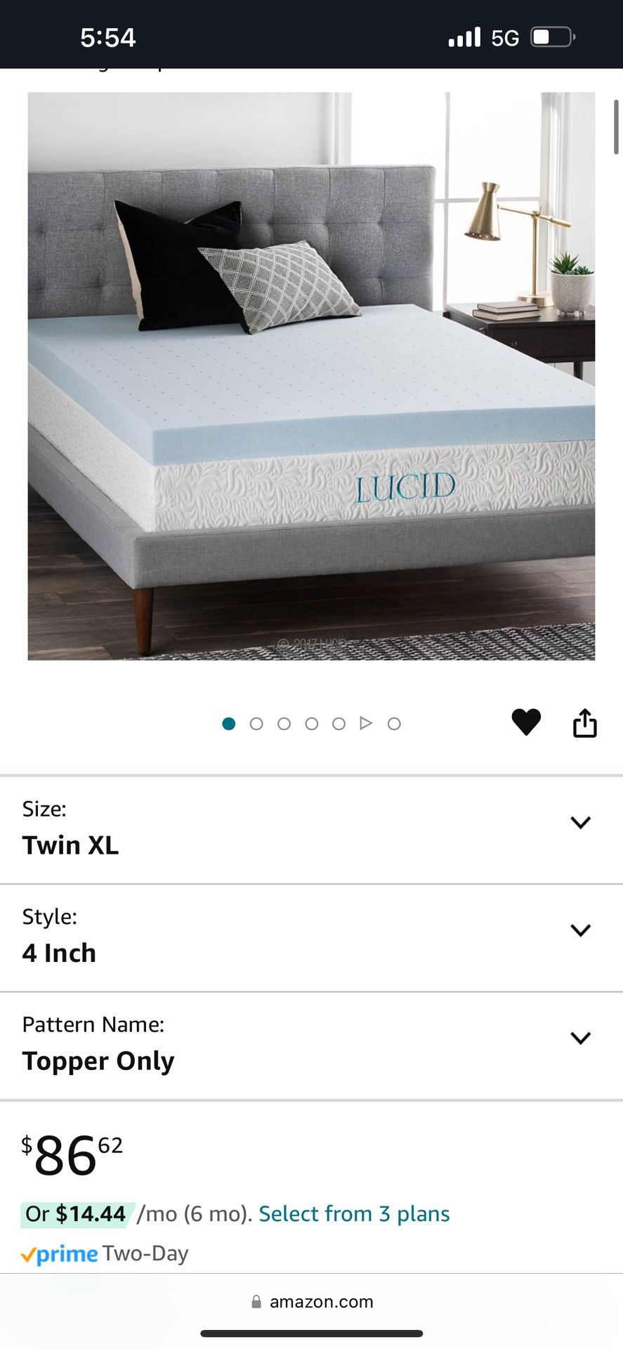 Lucid 4” Memory Foam Mattress Topper TwinXL