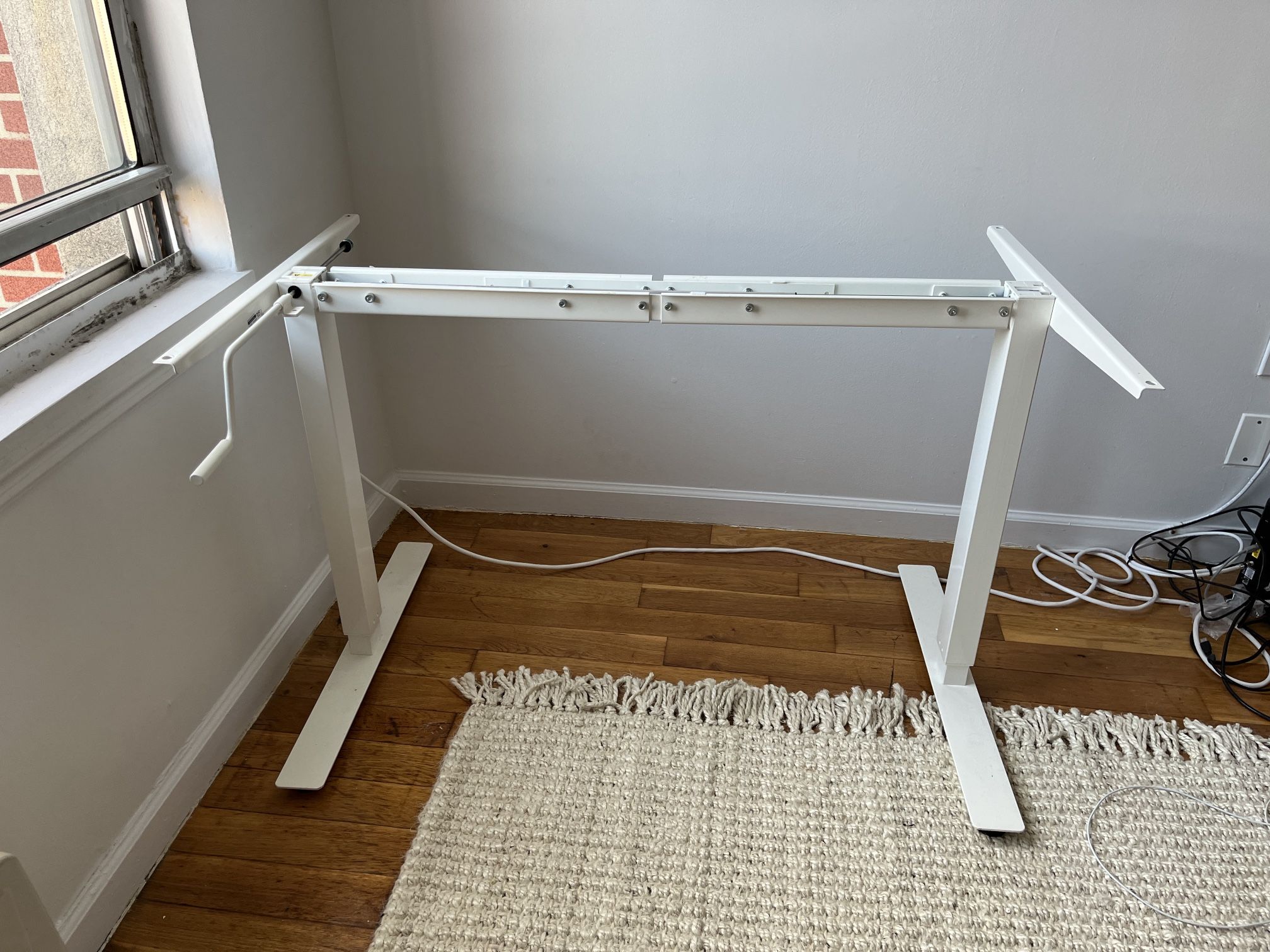 Sit Stand Desk Underframe Manual Crank ikea Skarsta White