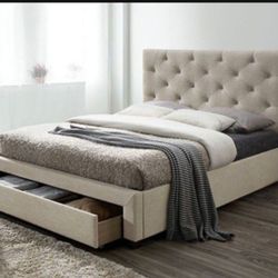 Brand New Beige King Size Storage Bed Frame