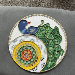 Handmade Peacock Lippan Wall Art.