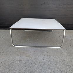 Modern Coffee Table White Top Aluminum Frame Base
