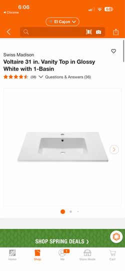 Swiss Madison Voltaire 31 in. Vanity Top in Glossy White with 1-Basin