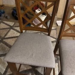 Wooden Counter Stool with Gray Upholstery *** Cash Only***