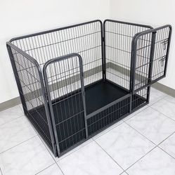 (New in box) $110 Pet Playpen Heavy-Duty Dog Kennel with Plastic Tray, 49x32x35” Tall 