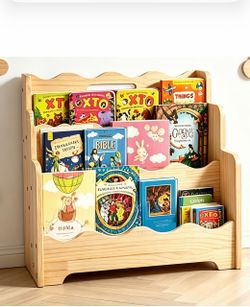 Kids Wooden Bookshelf 3-Tier Display Rack