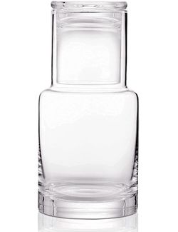 Bedside Carafe and Glass Set, Use Tumbler as Lid Night Water Carafe for Nightstand, Mouthwash Dispenser Pitcher with Glass Cup for Keeps Water Clean i