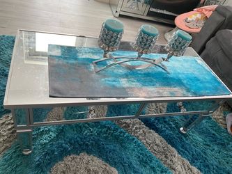 Mirrored Silver Coffee Table with Drawers
