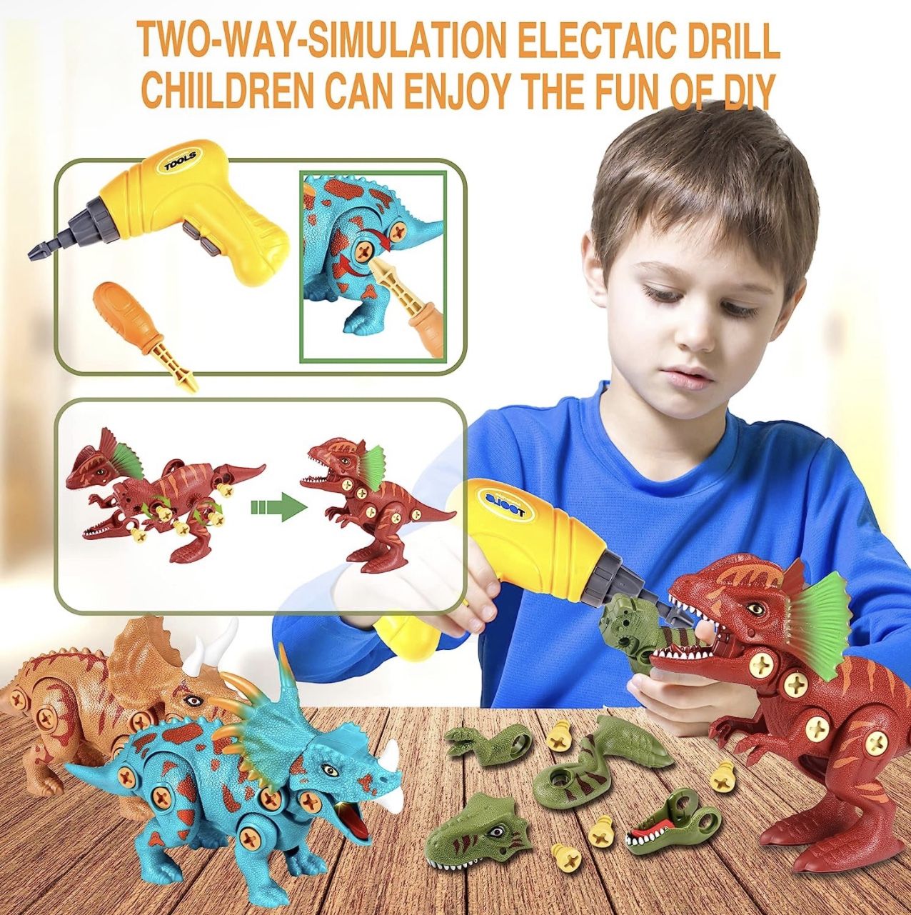 Dinosaur Toys for 3 4 5 6 7 8 Years Old Boys. STEM Educational Building Toys. the Sound, Light and Toy storage box Suit. Take Apart Dinosaur Toys. DIY